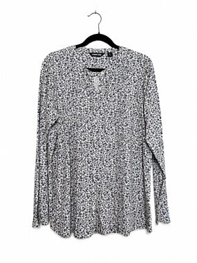 Lands End Knit Pintuck Button Front Tunic Top  - Women's Size XL